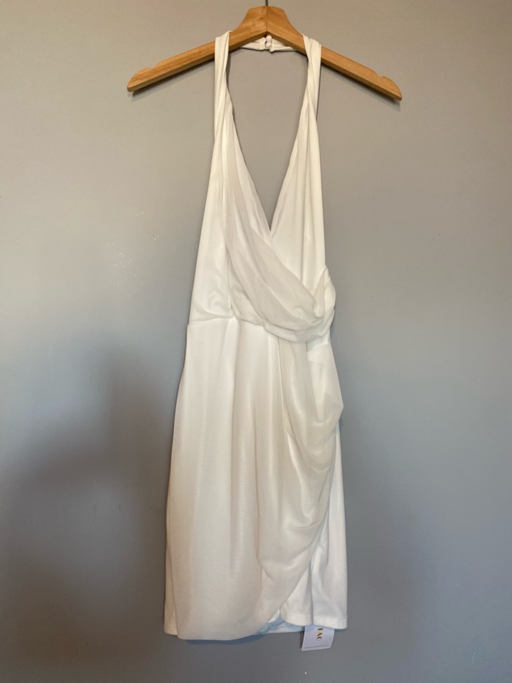 White Halter Wrap Mini Dress